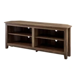Transitional 4 Cubby Wood Open Storage Corner TV Stand For TVs Up To 65" - Saracina Home -Saracina Home GUEST 800d3371 ca5e 49ee 9346 8d72f70b61c0