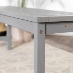 Ravenscroft Modern Boho Acacia Wood Slat Top Outdoor Dining Bench - Gray Wash - Saracina Home -Saracina Home GUEST 83e31abd 7d66 4c84 9cc7 8bdac5e55deb