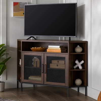 Corner TV Stand For TVs Up To 55" With Metal Mesh Doors - Saracina Home 13 Corner TV Stand For TVs Up To 55" With Metal Mesh Doors - Saracina Home - Image 11