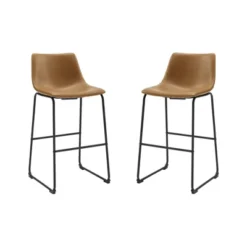 Set Of 2 Laslo Modern Upholstered Faux Leather Barstools - Saracina Home -Saracina Home GUEST 8c012d75 c1e7 4c2d ab6f 6bef4ed84c65