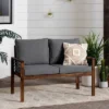 Saybrook Modern Metal And Wood Patio Loveseat - Gray/Dark Brown - Saracina Home -Saracina Home GUEST 8ff87f0d 19b8 4025 af14 760342db1bc6