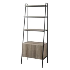 72" Open Shelf And Closed Storage Cabinet Ladder Bookcase - Saracina Home -Saracina Home GUEST 95647392 bcf6 4609 85d2 67f249b2f3ff