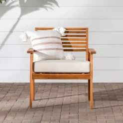 Saracina Home Mid-Century Modern Slatted Outdoor Acacia Arm Chair -Saracina Home GUEST 98d0075c 7a20 463d 9035 dd51133285c4