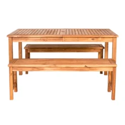 3pc Acacia Wood Simple Patio Dining Set - Saracina Home -Saracina Home GUEST a7cad3eb 88a7 43a9 b083 1e4637b6fdd0