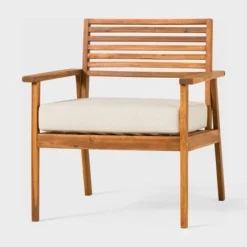 Saracina Home Mid-Century Modern Slatted Outdoor Acacia Arm Chair -Saracina Home GUEST ab173419 b518 4843 a683 bb848e668a5e
