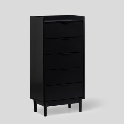 Mid-Century Modern Solid Wood 5 Drawer Chest Of Drawers - Saracina Home 4 Mid-Century Modern Solid Wood 5 Drawer Chest Of Drawers - Saracina Home - Image 2