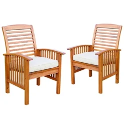 2pk Acacia Wood Patio Chairs With Cushions - Saracina Home -Saracina Home GUEST acd7214a 76b0 403e 972d 5efea809fff0