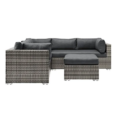 4pc Metal Multi-Shade Rattan Sectional - Gray - Saracina Home 4 4pc Metal Multi-Shade Rattan Sectional - Gray - Saracina Home - Image 2