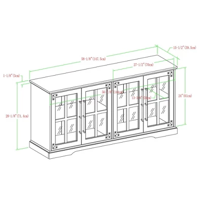 Avalene Modern Farmhouse 4 Door Glass Window Pane TV Stand For TVs Up To 65" - Saracina Home 7 Avalene Modern Farmhouse 4 Door Glass Window Pane TV Stand For TVs Up To 65" - Saracina Home - Image 5