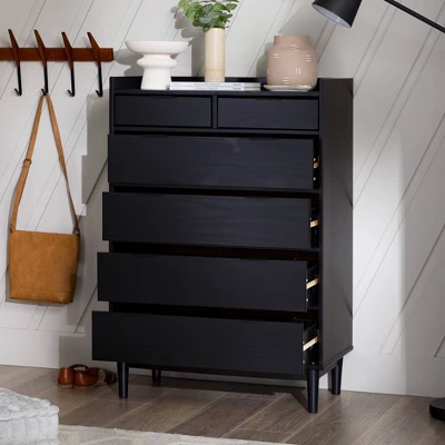 Mid-Century Modern Solid Wood 6 Drawer Vertical Dresser - Saracina Home 7 Mid-Century Modern Solid Wood 6 Drawer Vertical Dresser - Saracina Home - Image 5