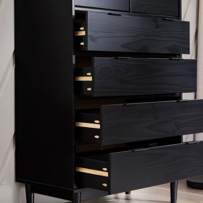 Mid-Century Modern Solid Wood 6 Drawer Vertical Dresser - Saracina Home 12 Mid-Century Modern Solid Wood 6 Drawer Vertical Dresser - Saracina Home - Image 10