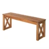 53" Slatted Acacia Wood X-Frame Patio Bench Brown - Saracina Home -Saracina Home GUEST b7381240 9566 49f9 880d 68beaaac73fa