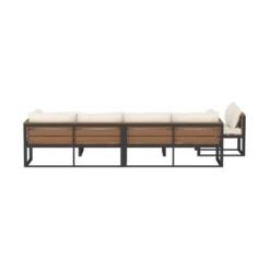 4pc Metal & Wood All Weather Patio Sectional Set - Natural - Saracina Home -Saracina Home GUEST b94104d7 4632 4941 9fa9 03916e0b92c6