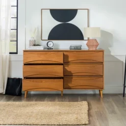 Mid-Century Modern Contoured 6 Drawer Dresser - Saracina Home -Saracina Home GUEST ba7b3ae6 3452 443a 9d57 85e8321e0910
