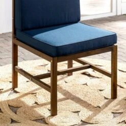 Modular Acacia Wood Armless Patio Chair With Cushion - Dark Brown/Navy - Saracina Home -Saracina Home GUEST bfd0a0ae 2818 4f4f ae86 f1a5c9140d53
