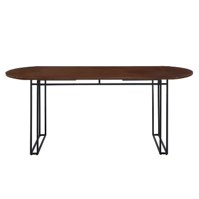 71" Phyllis Modern Drop Leaf Dining Table Walnut - Saracina Home 5 71" Phyllis Modern Drop Leaf Dining Table Walnut - Saracina Home - Image 3
