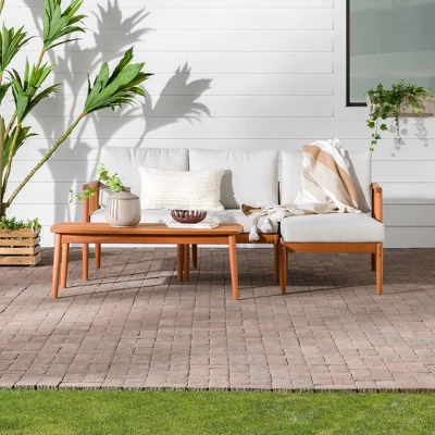 Saracina Home 4pc Modern Boho Eucalyptus Spindle Outdoor Sectional Set 4 Saracina Home 4pc Modern Boho Eucalyptus Spindle Outdoor Sectional Set - Image 2