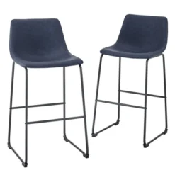Set Of 2 Laslo Modern Upholstered Faux Leather Barstools - Saracina Home -Saracina Home GUEST c8a50b3f e53f 45a3 9849 a53a3762f432