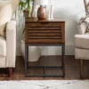 Visconti Boho Slat Pull Down Door Side Table Dark Walnut - Saracina Home -Saracina Home GUEST ca053461 28eb 405e b9b6 038925465421