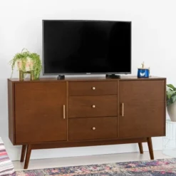 Mid-Century Modern Wood Console TV Stand For TVs Up To 65" - Saracina Home -Saracina Home GUEST cb85f3af 3c20 42f9 8a52 5c742cd3a8be