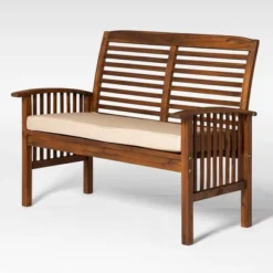 Ravenscroft Modern Boho Acacia Wood Slatted Outdoor Loveseat With Cushion - Saracina Home 32 Ravenscroft Modern Boho Acacia Wood Slatted Outdoor Loveseat With Cushion - Saracina Home -Saracina Home GUEST cc174b51 e201 4d4d bdc1 4e90ccd2ded9