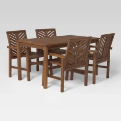 5pc Slatted Chevron Acacia Wood Patio Dining Set - Saracina Home -Saracina Home GUEST cc66286e c365 4394 af52 9af81a2d048b