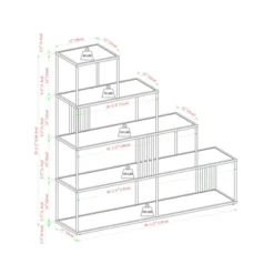 55.5" Modern 4 Shelf With Metal Bar Room Divider Bookcase Coastal Oak/Black - Saracina Home -Saracina Home GUEST cc7da339 0cfb 4594 9f54 82cb5df98f11