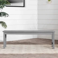 Ravenscroft Modern Boho Acacia Wood Slat Top Outdoor Dining Bench - Gray Wash - Saracina Home -Saracina Home GUEST ce52635a 6f20 41d2 9ffc 8f6d710ef542
