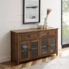 Millia Transitional Farmhouse 4 Door Sideboard With Glass Panels - Saracina Home -Saracina Home GUEST cfac378c b6c6 4907 acd4 d67dd123869f