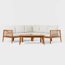 Saracina Home 6pc Modern Boho Outdoor Eucalyptus Spindle Sectional -Saracina Home GUEST d044e6ff bf58 4bfe baa2 ed0efadee2bd