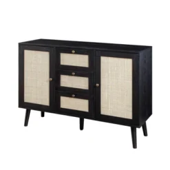 Modern Boho Wood And Rattan Storage Sideboard Black - Saracina Home -Saracina Home GUEST d0eaf357 1fe7 4214 9913 411413a9d23c