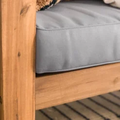 Galia Square Leg Acacia Wood Patio Loveseat With Cushions - Brown - Saracina Home -Saracina Home GUEST d2ed3c81 9739 462a bb73 fd1b3f7c05ae