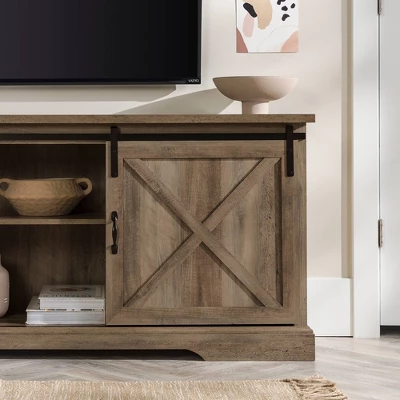 Clarabelle Double Sliding X Barn Door TV Stand For TVs Up To 80" - Saracina Home 15 Clarabelle Double Sliding X Barn Door TV Stand For TVs Up To 80" - Saracina Home - Image 13
