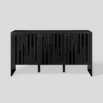 Modern Staggered Vertical Accent 3 Door Sideboard - Saracina Home 11 Modern Staggered Vertical Accent 3 Door Sideboard - Saracina Home - Image 9