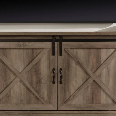 Clarabelle Double Sliding X Barn Door TV Stand For TVs Up To 80" - Saracina Home 13 Clarabelle Double Sliding X Barn Door TV Stand For TVs Up To 80" - Saracina Home - Image 11