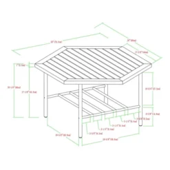 Saybrook Modern Metal And Wood Patio Hexagon Coffee Table - Dark Brown - Saracina Home -Saracina Home GUEST d69fcad8 dd78 44f7 9cb3 7ab9f63b2a4f