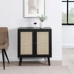 Modern Boho Wood And Rattan 2 Door Accent Cabinet - Saracina Home -Saracina Home GUEST d74ddd5c 1187 48fe bc16 4176c39cb9b1