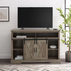 Transitional Sliding Barndoor Highboy TV Stand For TVs Up To 58" - Saracina Home 26 Transitional Sliding Barndoor Highboy TV Stand For TVs Up To 58" - Saracina Home -Saracina Home GUEST d93bcb01 6b73 4caa 92df 0c0c138da9a4