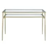 Modern 2 Tier Glass Top Writing Desk With Metal Legs Gold - Saracina Home