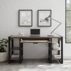 60" Industrial Transitional Tech Desk With USB - Saracina Home -Saracina Home GUEST dd350e77 1461 48fb a567 a9f26aa2ef21