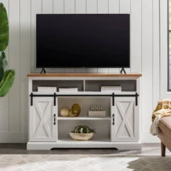 Transitional Sliding Barndoor Highboy TV Stand For TVs Up To 58" - Saracina Home 33 Transitional Sliding Barndoor Highboy TV Stand For TVs Up To 58" - Saracina Home -Saracina Home GUEST dd9ce182 82e2 4e7a a263 00af007d0202