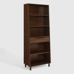 72.5" Mid-Century Modern 1 Drawer Angled Bookshelf - Saracina Home -Saracina Home GUEST dee13ed8 b5a6 4b0f 873d 91d8d823c6c3