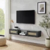 Modern Boho Floating TV Stand For TVs Up To 65" With Rattan Doors - Saracina Home -Saracina Home GUEST e42fe7c2 217a 4898 9a25 b2380d0c9ff7