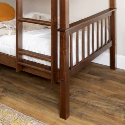 Twin Over Twin Transitional Cottage Solid Pine Bunk Bed Walnut - Saracina Home -Saracina Home GUEST e677b28d 138d 4661 9f11 0cbfc56bbb04