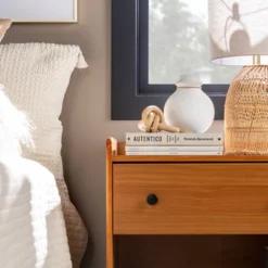 Katie Transitional Tray Top 1 Drawer Solid Wood Nightstand Caramel - Saracina Home -Saracina Home GUEST e7a948f0 992a 4a9a a804 235969f94fc3