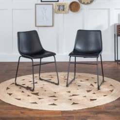 Set Of 2 Laslo Modern Upholstered Faux Leather Dining Chairs - Saracina Home 21 Set Of 2 Laslo Modern Upholstered Faux Leather Dining Chairs - Saracina Home -Saracina Home GUEST e921ecff 5d1c 46bf 8a40 c3330f7f710d