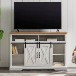 Transitional Sliding Barndoor Highboy TV Stand For TVs Up To 58" - Saracina Home 34 Transitional Sliding Barndoor Highboy TV Stand For TVs Up To 58" - Saracina Home -Saracina Home GUEST e952740e 70ac 42e4 a86c 65befa0e8542