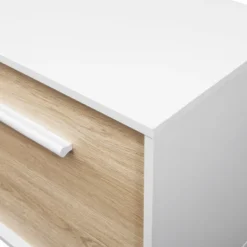 Modern 2 Door TV Stand For TVs Up To 65" Solid White/Coastal Oak/White - Saracina Home -Saracina Home GUEST ed7d2c12 7f7a 43d6 b2cb fbf13fff1b93