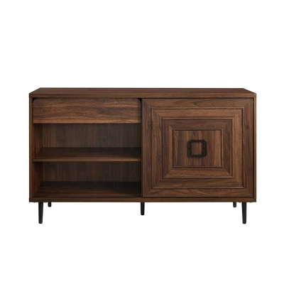 52" Modern Sliding Door Sideboard Dark Walnut - Saracina Home 3 52" Modern Sliding Door Sideboard Dark Walnut - Saracina Home