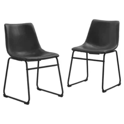 Set Of 2 Laslo Modern Upholstered Faux Leather Dining Chairs - Saracina Home 22 Set Of 2 Laslo Modern Upholstered Faux Leather Dining Chairs - Saracina Home -Saracina Home GUEST f09ca4a2 22b8 4c1e 90a5 214c5268ba1a